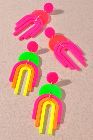 Neon Rainbow Earrings