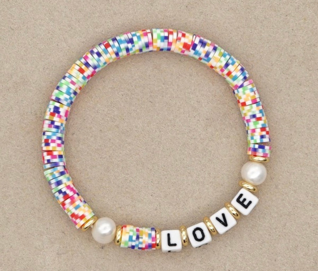 “Love” Confetti Stretch Bracelet